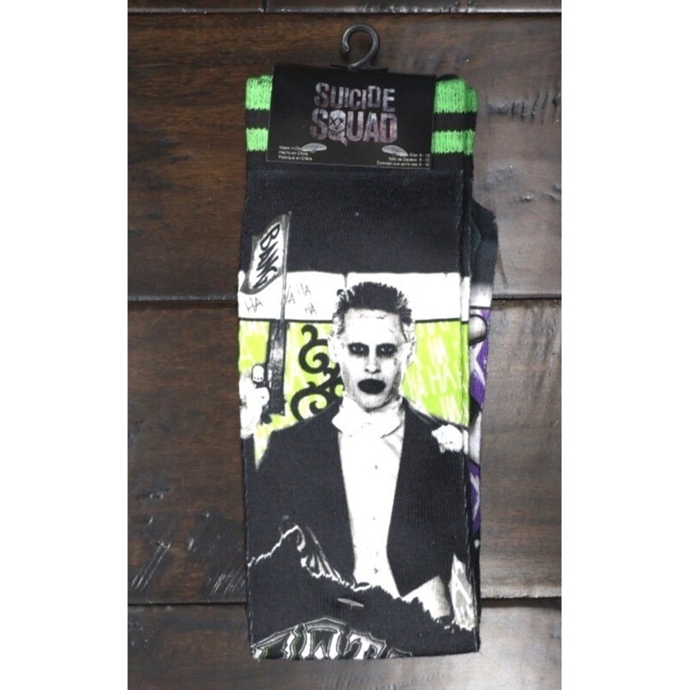 DC Comics Suicide Squad Crew Socks Mens 10-13 Black NWT Joker Harley Quinn
